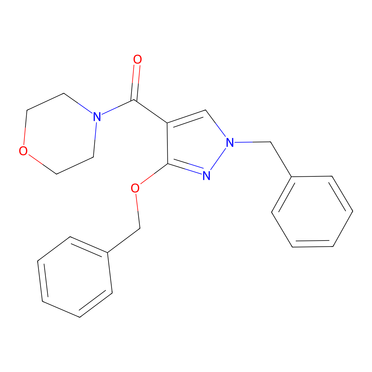 (1-benzyl-3-(benzyloxy)-1H-pyrazol-4-yl)(morpholino)methanone molecular structure, CAS 1014067-15-2