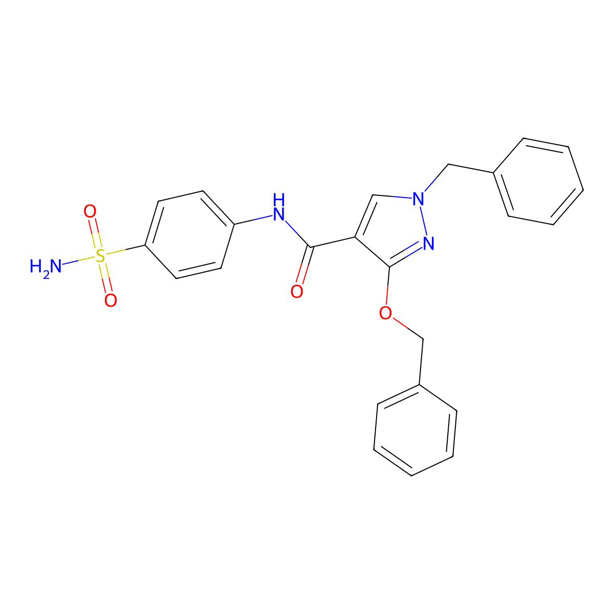 1-benzyl-3-(benzyloxy)-N-(4-sulfamoylphenyl)-1H-pyrazole-4-carboxamide molecular structure, CAS 1014067-25-4