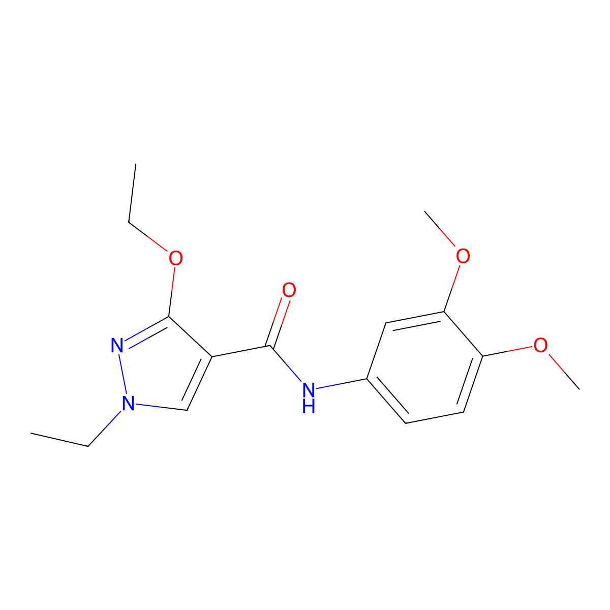 N-(3,4-dimethoxyphenyl)-3-ethoxy-1-ethyl-1H-pyrazole-4-carboxamide molecular structure, CAS 1014067-53-8