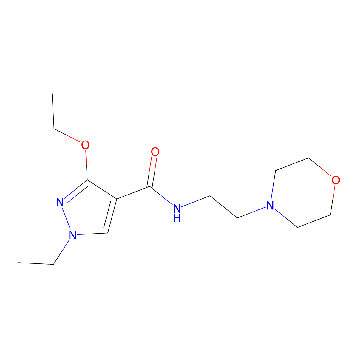 3-ethoxy-1-ethyl-N-(2-morpholinoethyl)-1H-pyrazole-4-carboxamide molecular structure, CAS 1014067-66-3