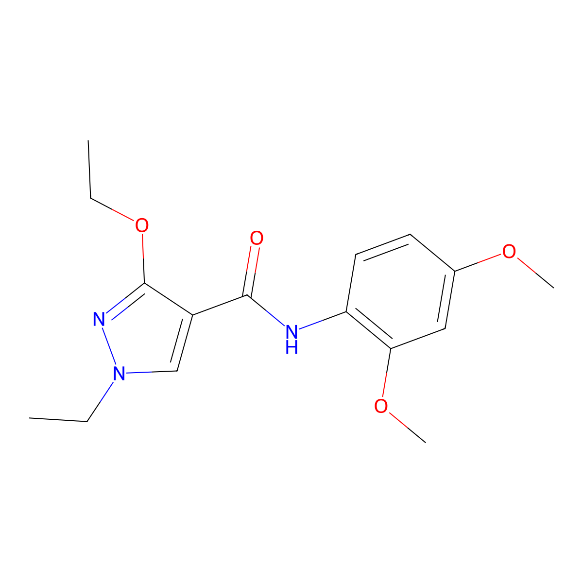 N-(2,4-dimethoxyphenyl)-3-ethoxy-1-ethyl-1H-pyrazole-4-carboxamide molecular structure, CAS 1014067-69-6
