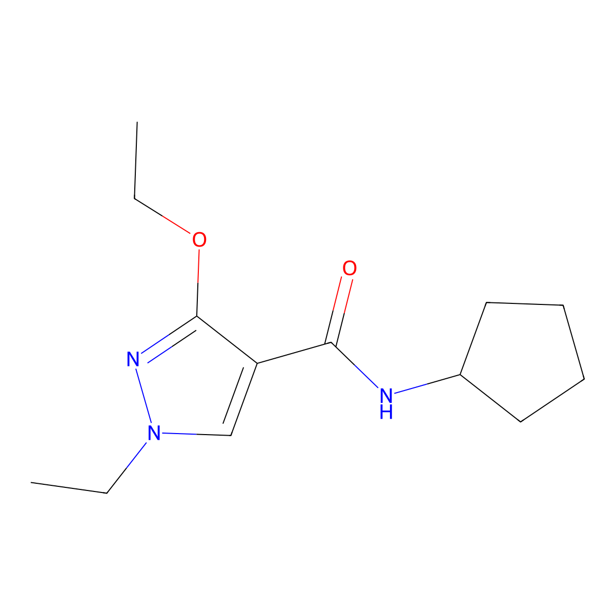 N-cyclopentyl-3-ethoxy-1-ethyl-1H-pyrazole-4-carboxamide molecular structure, CAS 1014067-71-0
