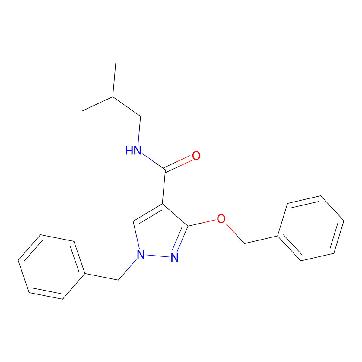 1-benzyl-3-(benzyloxy)-N-isobutyl-1H-pyrazole-4-carboxamide molecular structure, CAS 1014067-77-6