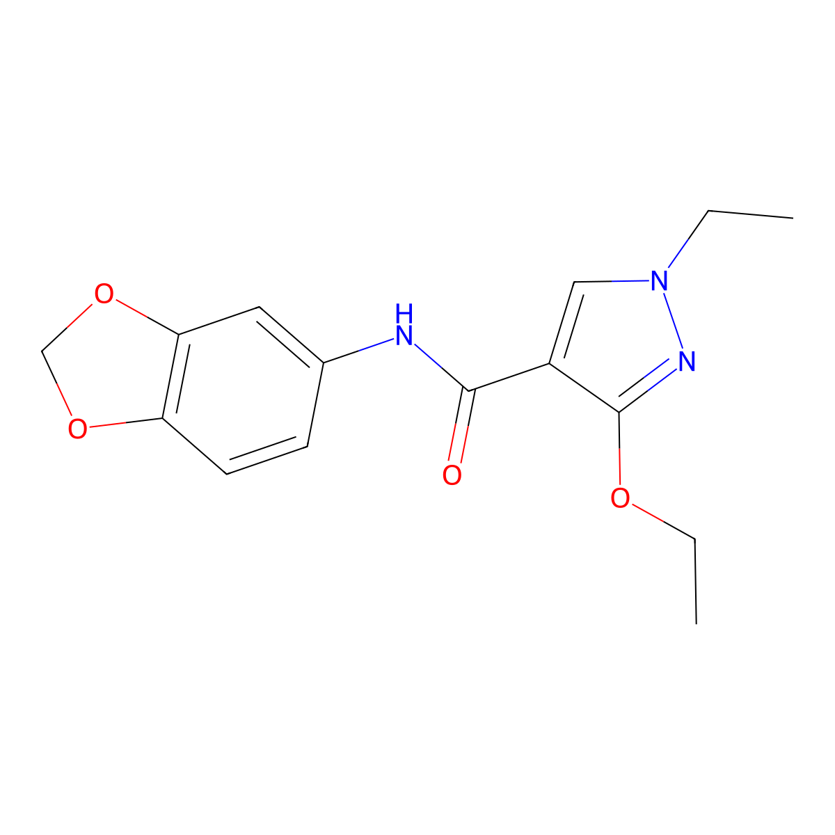 N-(benzo[d][1,3]dioxol-5-yl)-3-ethoxy-1-ethyl-1H-pyrazole-4-carboxamide molecular structure, CAS 1014067-88-9