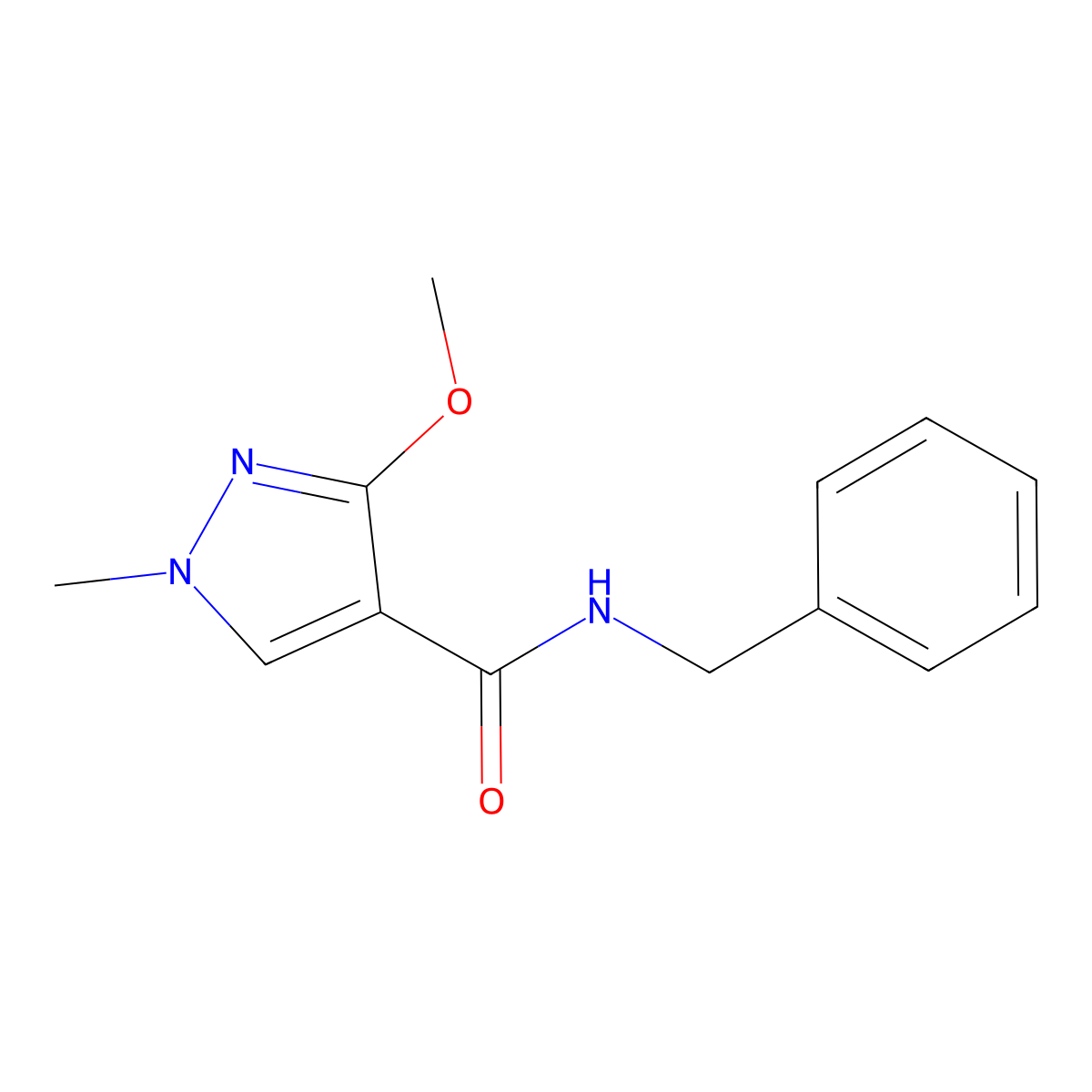 N-benzyl-3-methoxy-1-methyl-1H-pyrazole-4-carboxamide molecular structure, CAS 1014068-04-2