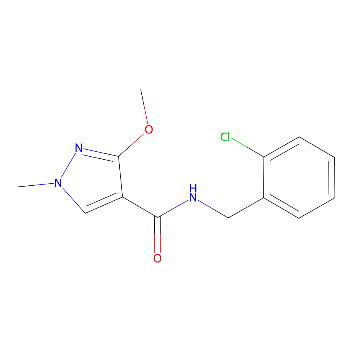 N-(2-chlorobenzyl)-3-methoxy-1-methyl-1H-pyrazole-4-carboxamide molecular structure, CAS 1014068-10-0