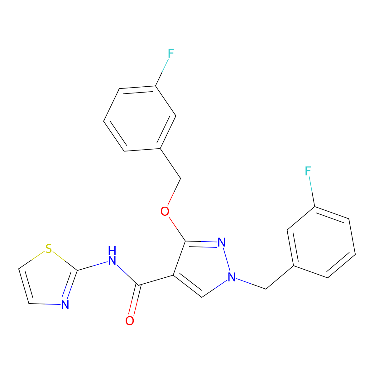 1-(3-fluorobenzyl)-3-((3-fluorobenzyl)oxy)-N-(thiazol-2-yl)-1H-pyrazole-4-carboxamide molecular structure, CAS 1014068-20-2