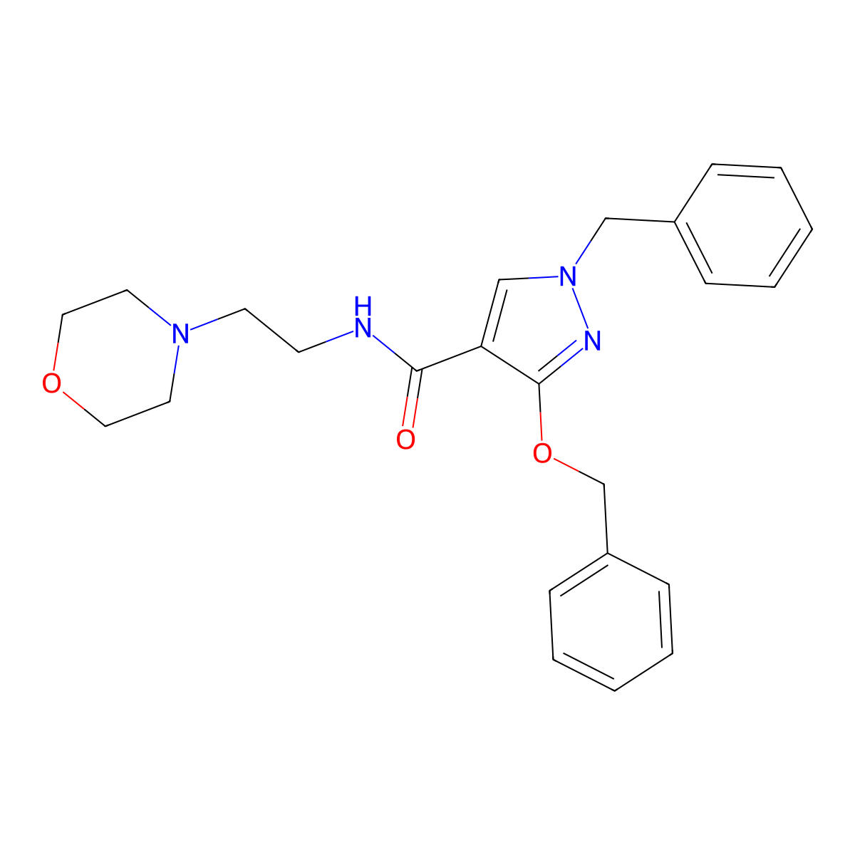 1-benzyl-3-(benzyloxy)-N-(2-morpholinoethyl)-1H-pyrazole-4-carboxamide molecular structure, CAS 1014068-46-2