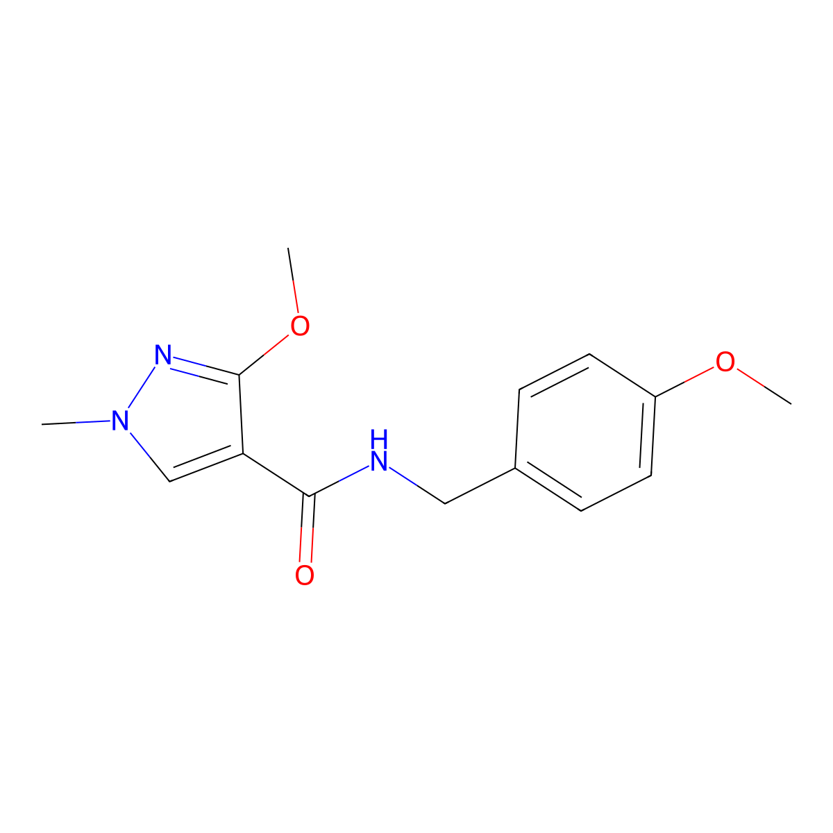 3-methoxy-N-(4-methoxybenzyl)-1-methyl-1H-pyrazole-4-carboxamide molecular structure, CAS 1014068-50-8