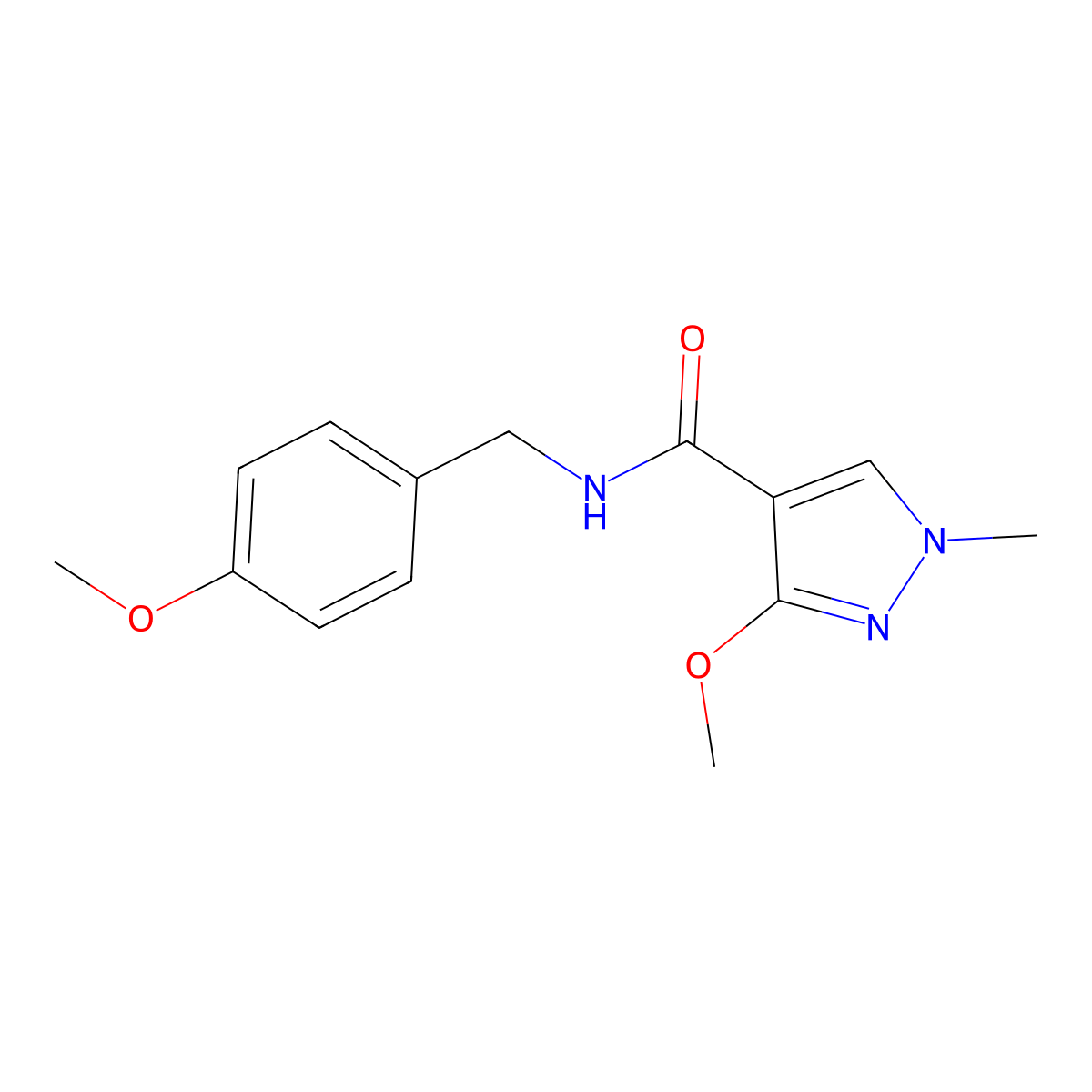 3-methoxy-N-(4-methoxybenzyl)-1-methyl-1H-pyrazole-4-carboxamide molecular structure, CAS 1014068-50-8