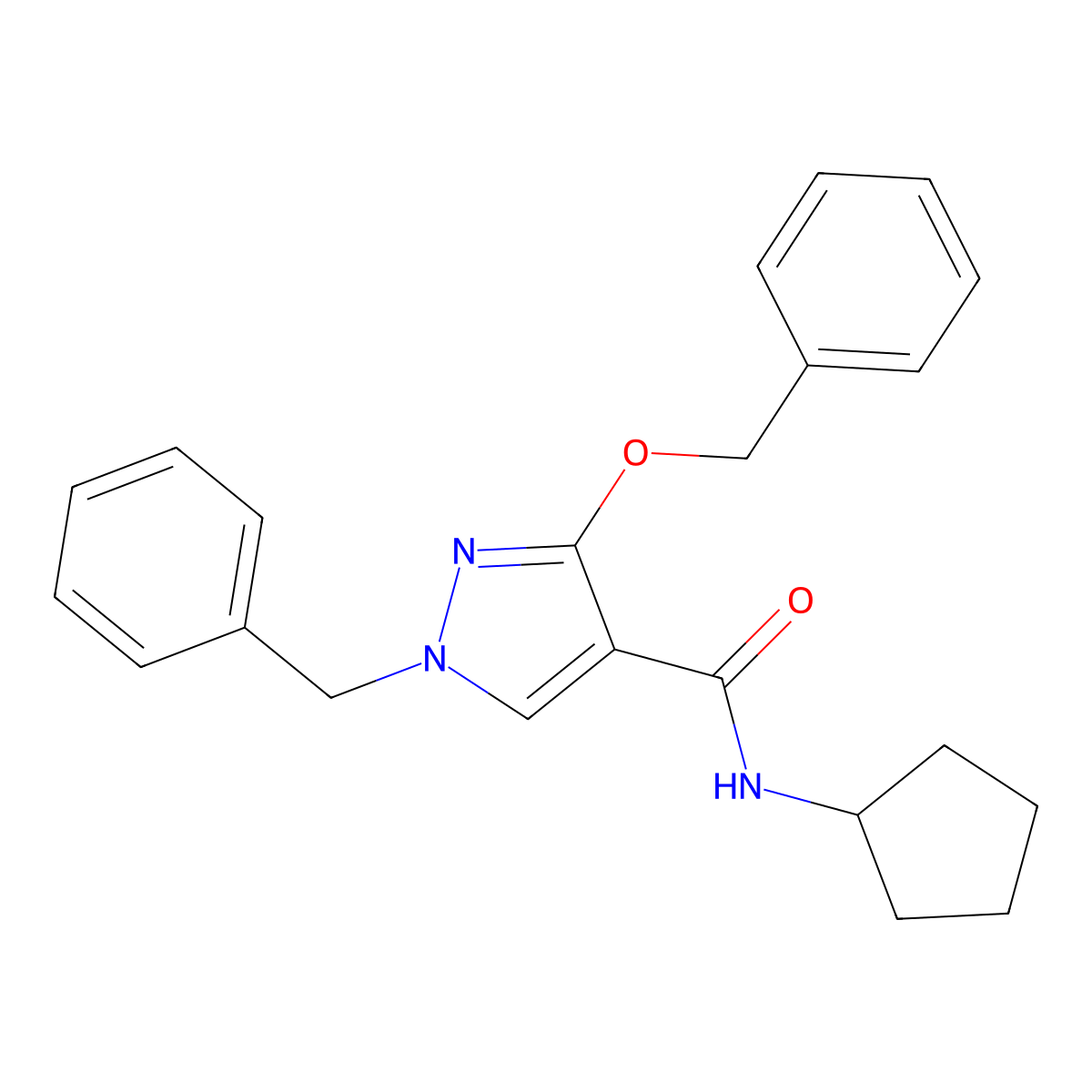 1-benzyl-3-(benzyloxy)-N-cyclopentyl-1H-pyrazole-4-carboxamide molecular structure, CAS 1014068-54-2