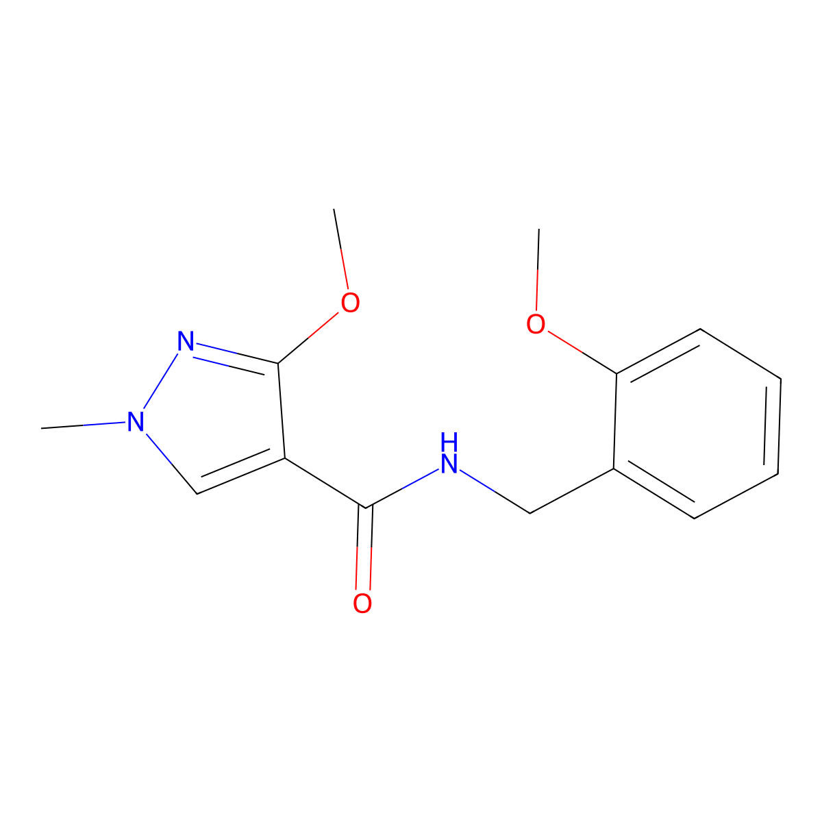 3-methoxy-N-(2-methoxybenzyl)-1-methyl-1H-pyrazole-4-carboxamide molecular structure, CAS 1014068-58-6