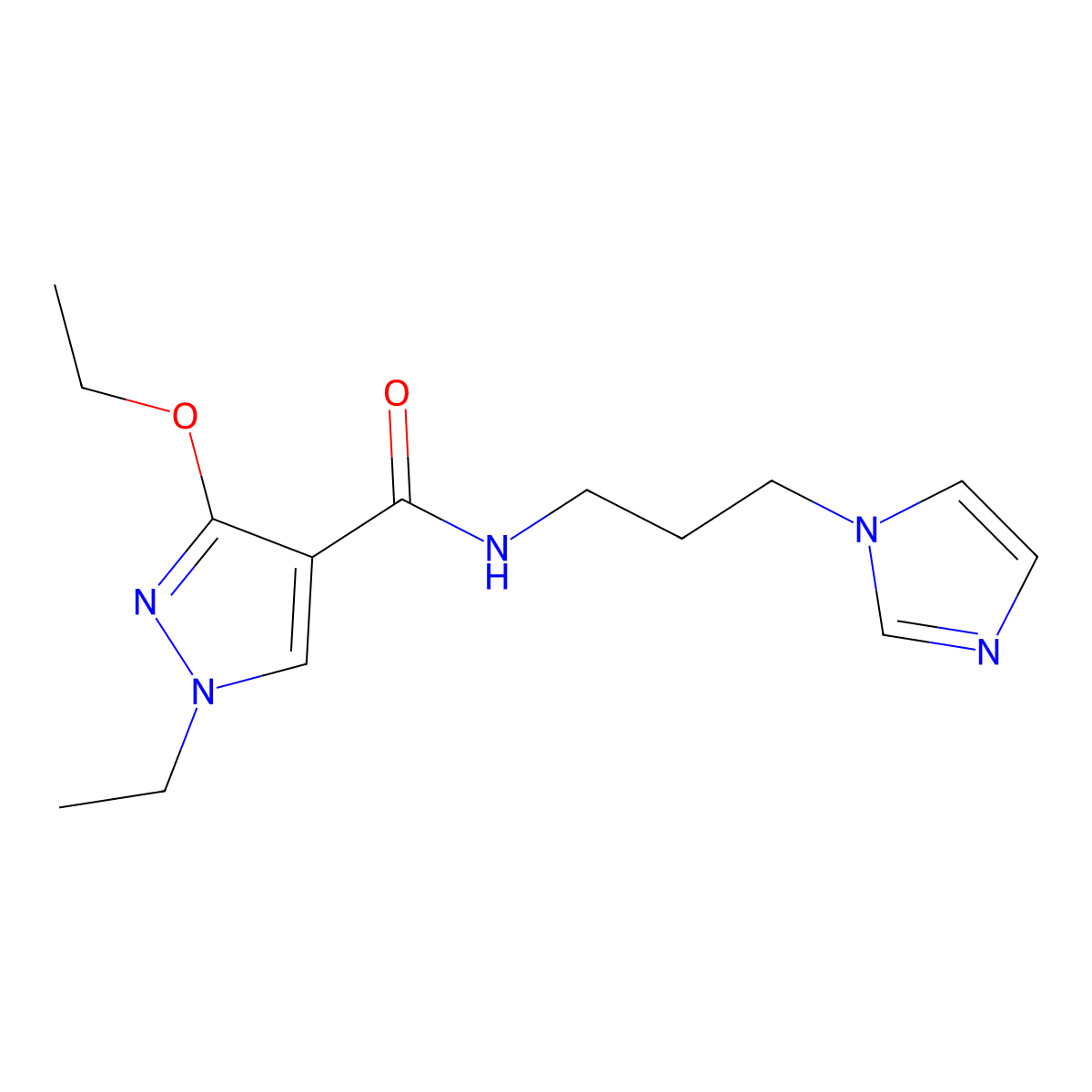 N-(3-(1H-imidazol-1-yl)propyl)-3-ethoxy-1-ethyl-1H-pyrazole-4-carboxamide molecular structure, CAS 1014068-82-6