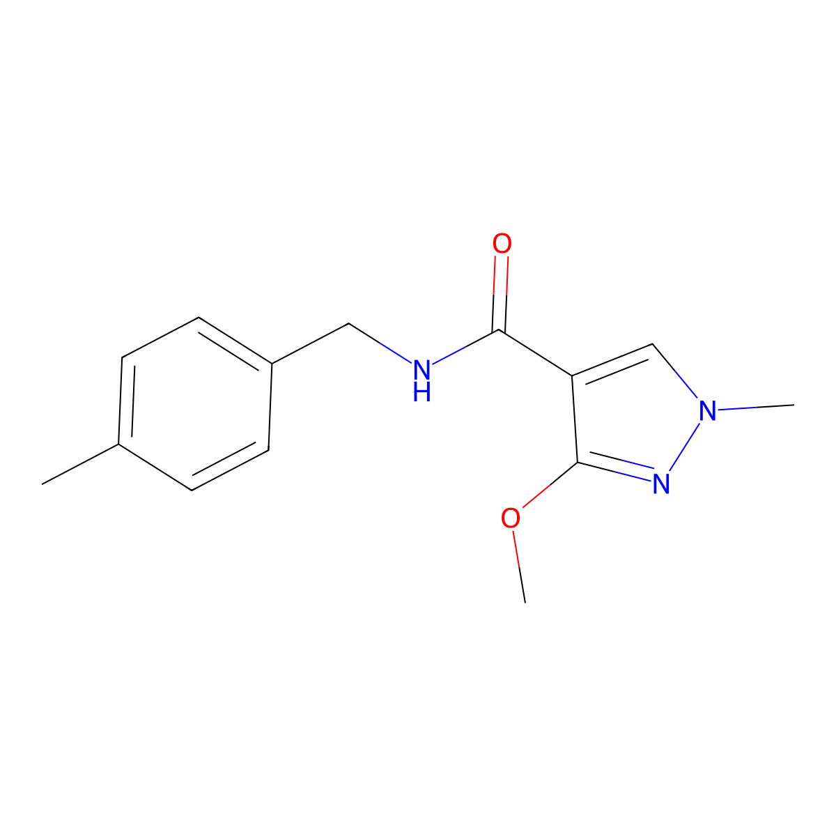 3-methoxy-1-methyl-N-(4-methylbenzyl)-1H-pyrazole-4-carboxamide molecular structure, CAS 1014068-84-8