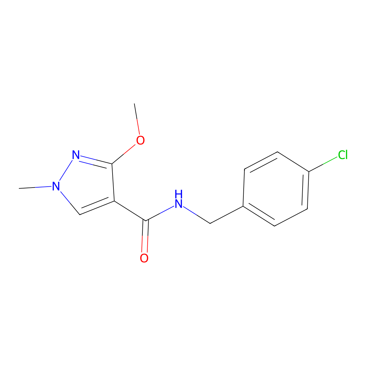 N-(4-chlorobenzyl)-3-methoxy-1-methyl-1H-pyrazole-4-carboxamide molecular structure, CAS 1014069-18-1