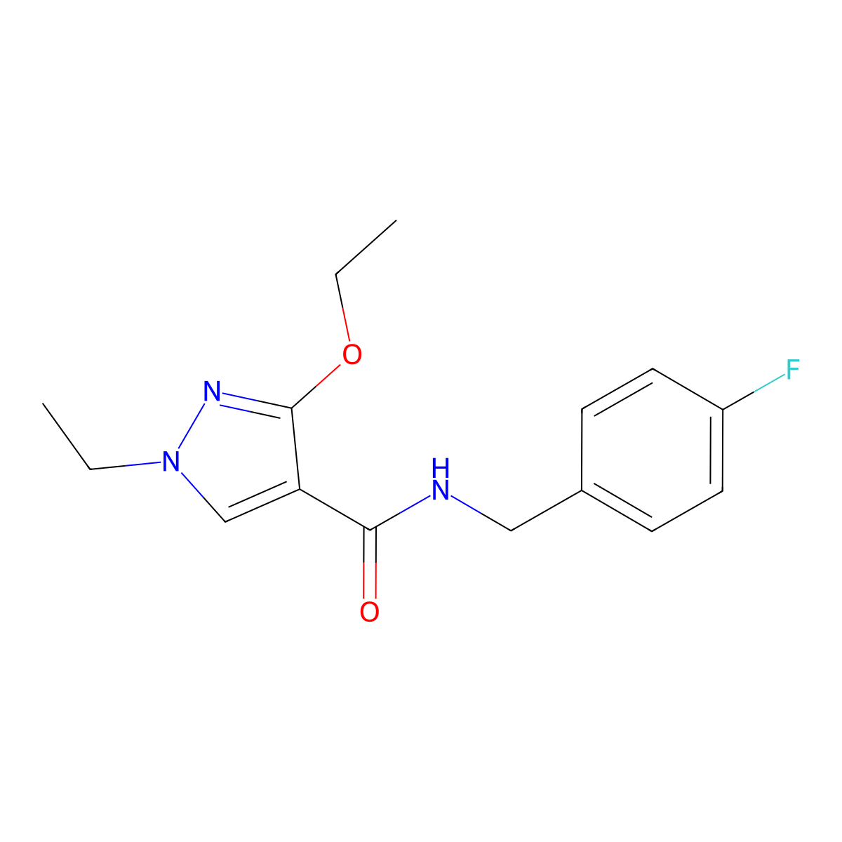 3-ethoxy-1-ethyl-N-(4-fluorobenzyl)-1H-pyrazole-4-carboxamide molecular structure, CAS 1014069-33-0