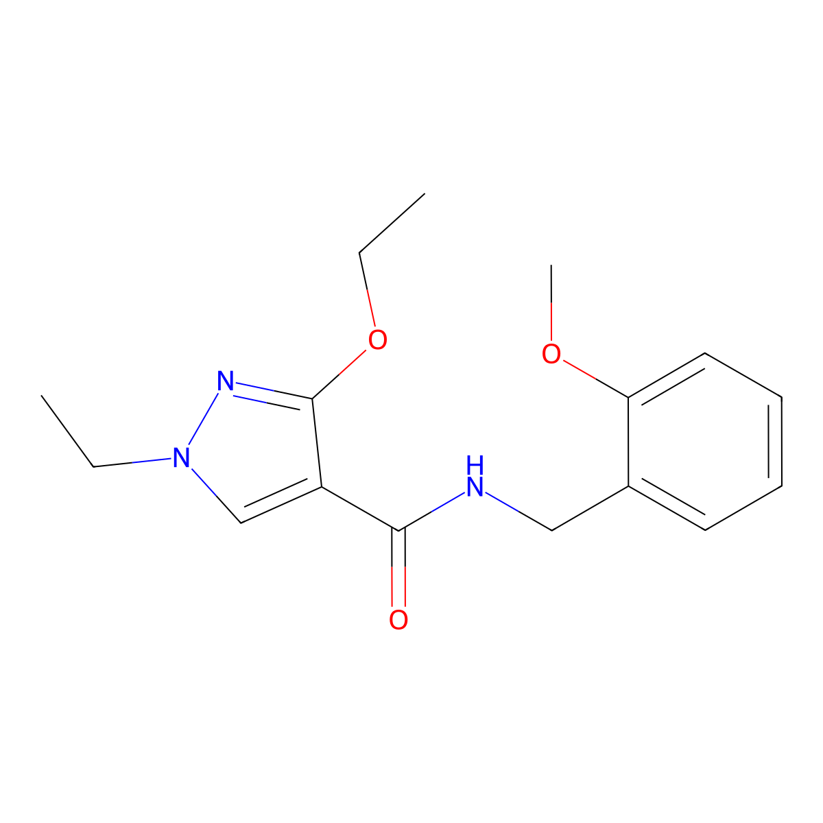 3-ethoxy-1-ethyl-N-(2-methoxybenzyl)-1H-pyrazole-4-carboxamide molecular structure, CAS 1014069-75-0