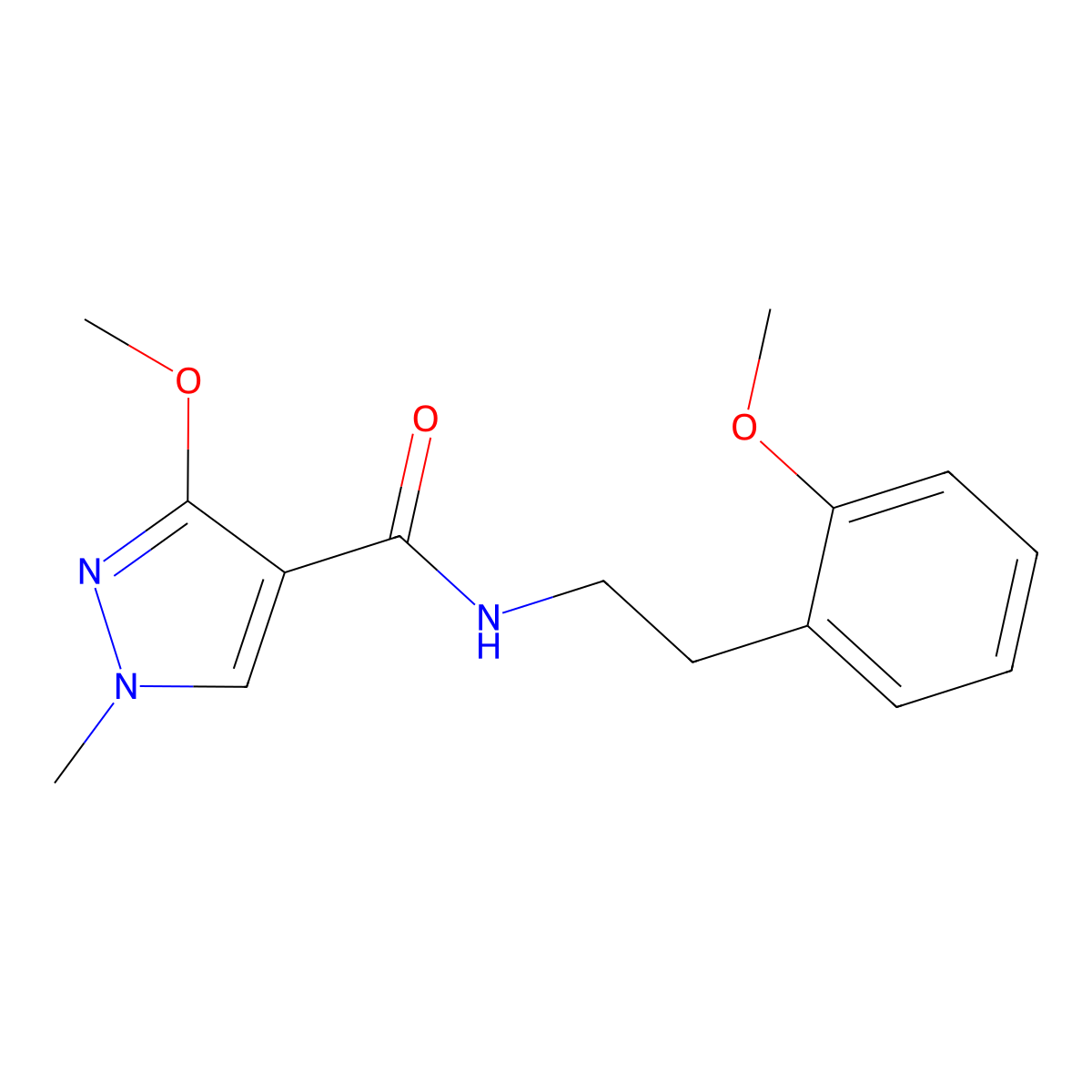 3-methoxy-N-(2-methoxyphenethyl)-1-methyl-1H-pyrazole-4-carboxamide molecular structure, CAS 1014069-83-0