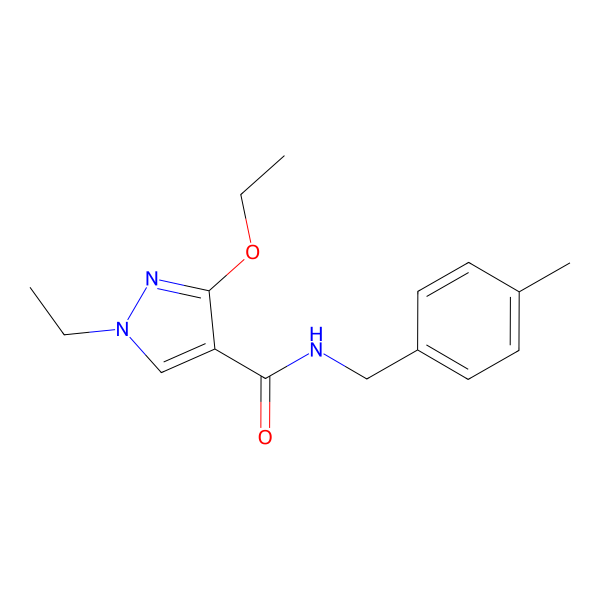 3-ethoxy-1-ethyl-N-(4-methylbenzyl)-1H-pyrazole-4-carboxamide molecular structure, CAS 1014069-92-1