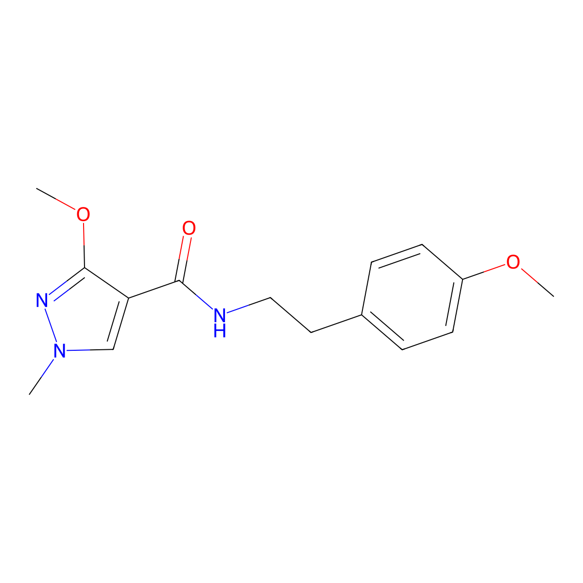 3-methoxy-N-(4-methoxyphenethyl)-1-methyl-1H-pyrazole-4-carboxamide molecular structure, CAS 1014070-03-1