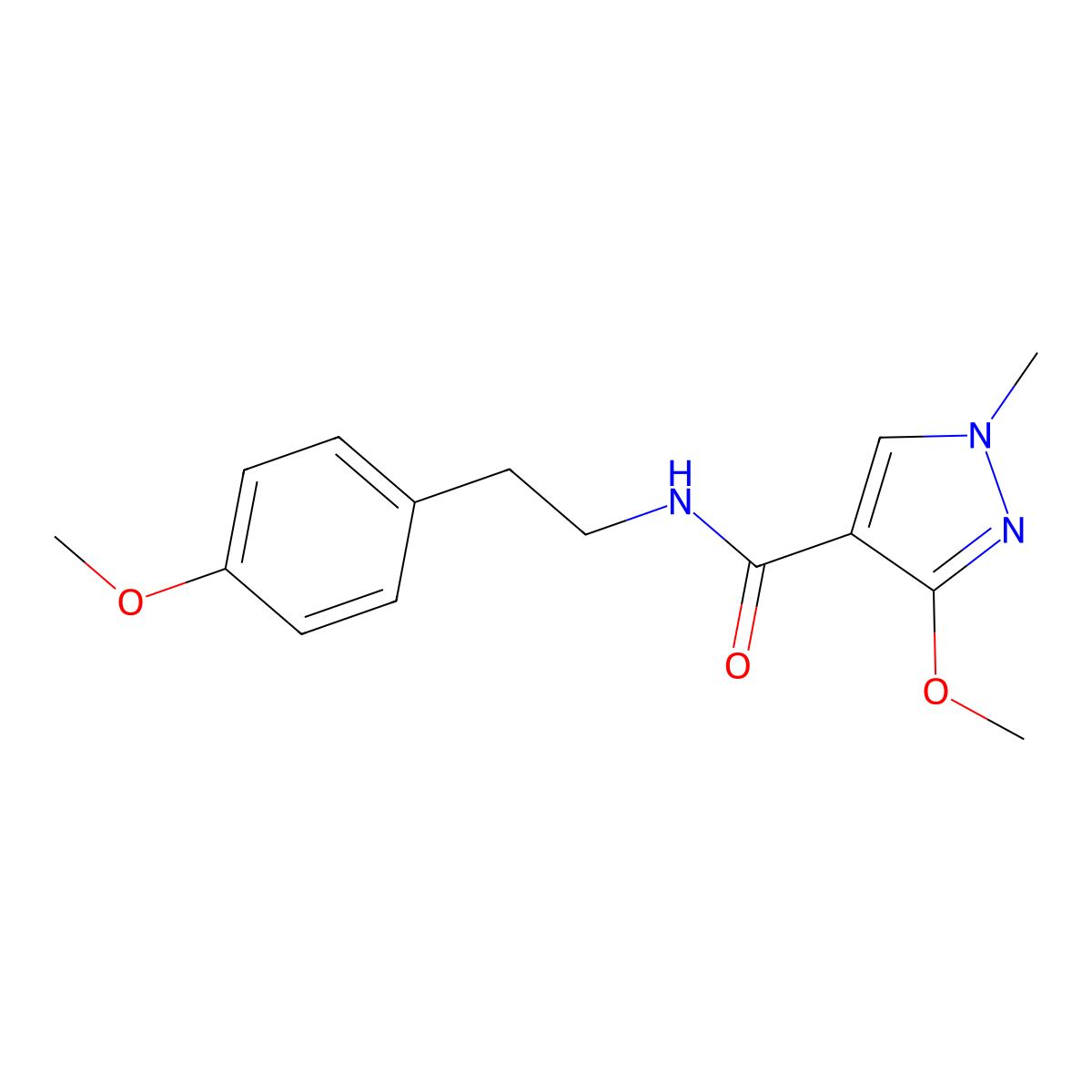 3-methoxy-N-(4-methoxyphenethyl)-1-methyl-1H-pyrazole-4-carboxamide molecular structure, CAS 1014070-03-1