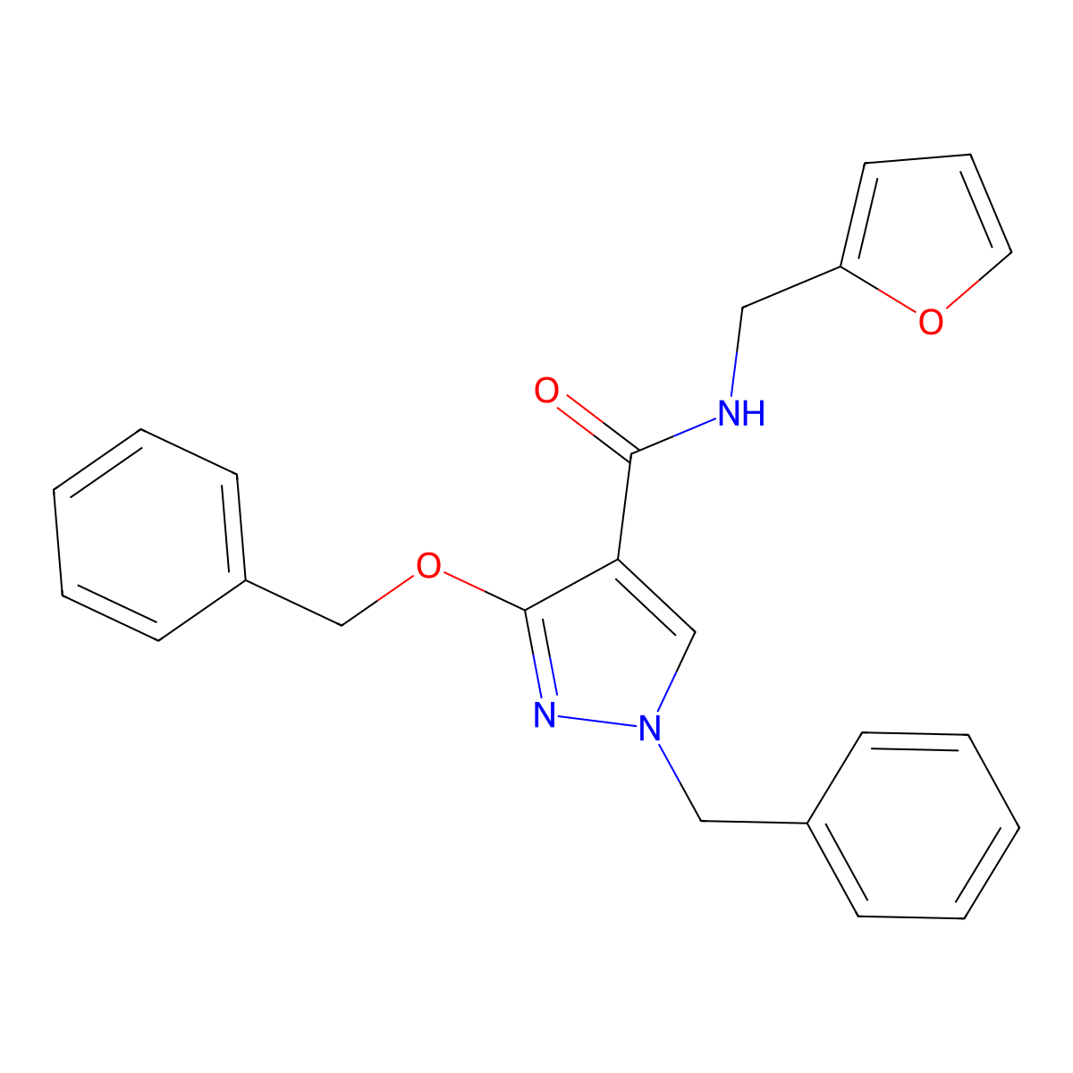 1-benzyl-3-(benzyloxy)-N-(furan-2-ylmethyl)-1H-pyrazole-4-carboxamide molecular structure, CAS 1014070-26-8