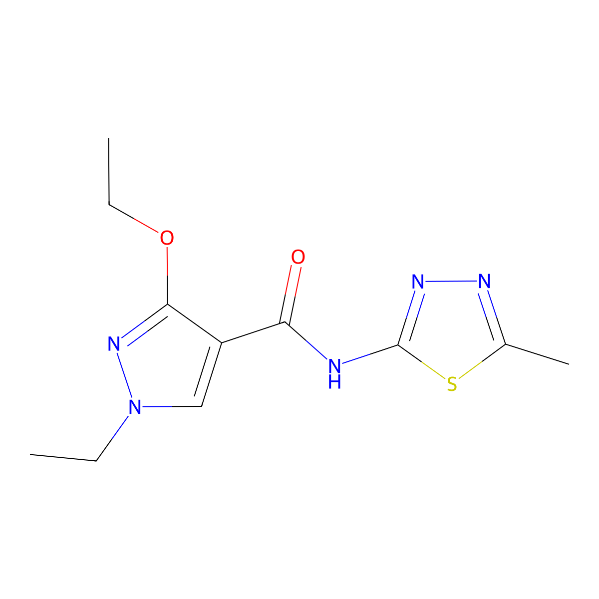 3-ethoxy-1-ethyl-N-(5-methyl-1,3,4-thiadiazol-2-yl)-1H-pyrazole-4-carboxamide molecular structure, CAS 1014070-38-2
