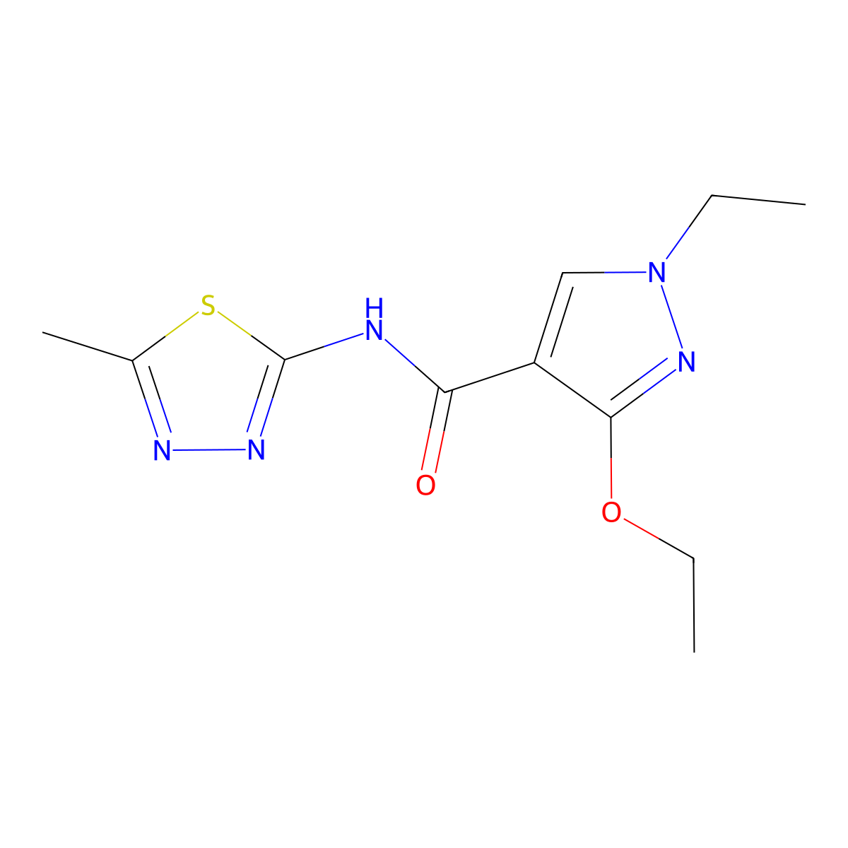 3-ethoxy-1-ethyl-N-(5-methyl-1,3,4-thiadiazol-2-yl)-1H-pyrazole-4-carboxamide molecular structure, CAS 1014070-38-2