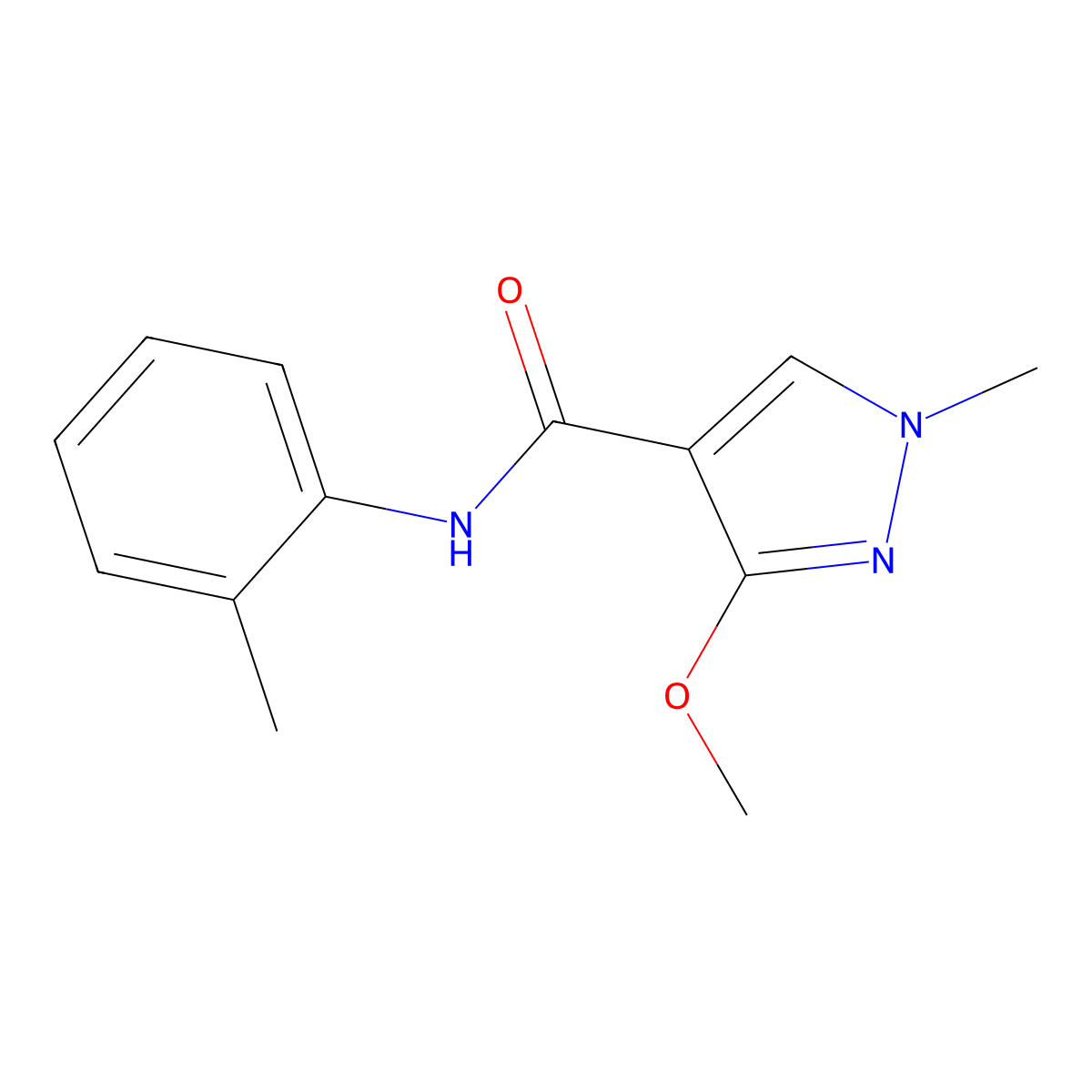 3-methoxy-1-methyl-N-(o-tolyl)-1H-pyrazole-4-carboxamide molecular structure, CAS 1014070-61-1