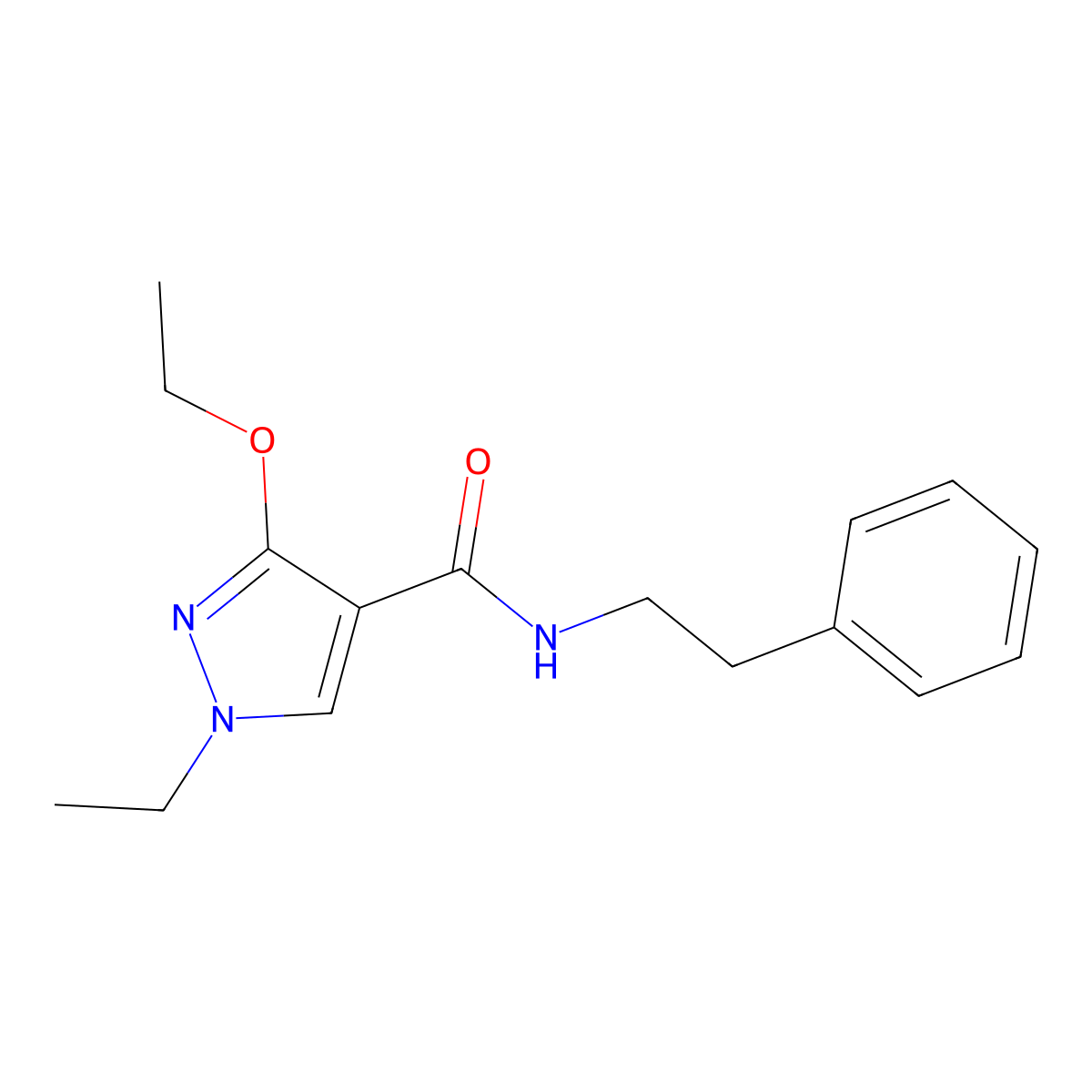 3-ethoxy-1-ethyl-N-phenethyl-1H-pyrazole-4-carboxamide molecular structure, CAS 1014070-67-7