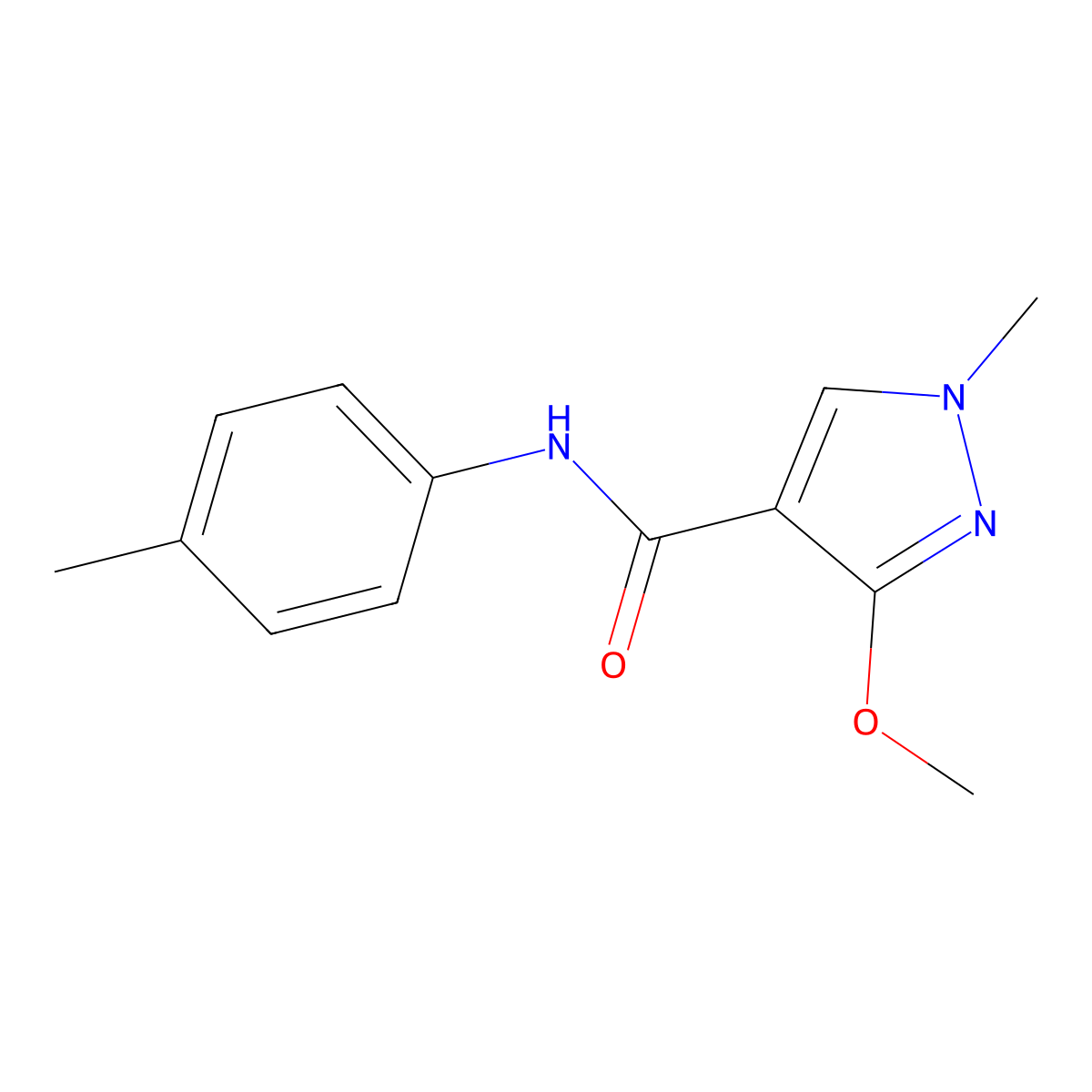 3-methoxy-1-methyl-N-(p-tolyl)-1H-pyrazole-4-carboxamide molecular structure, CAS 1014070-82-6