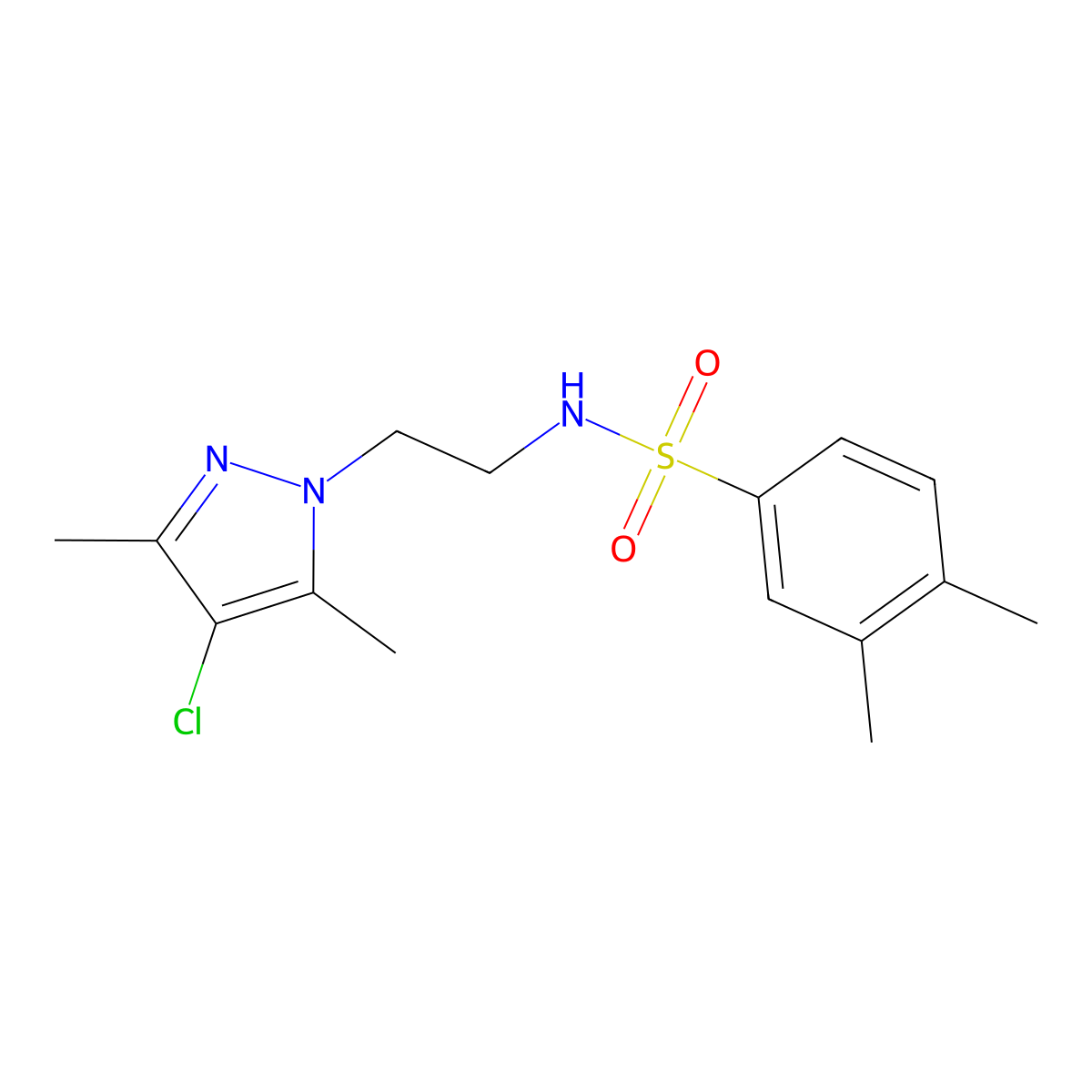N-(2-(4-chloro-3,5-dimethyl-1H-pyrazol-1-yl)ethyl)-3,4-dimethylbenzenesulfonamide molecular structure, CAS 1014072-54-8