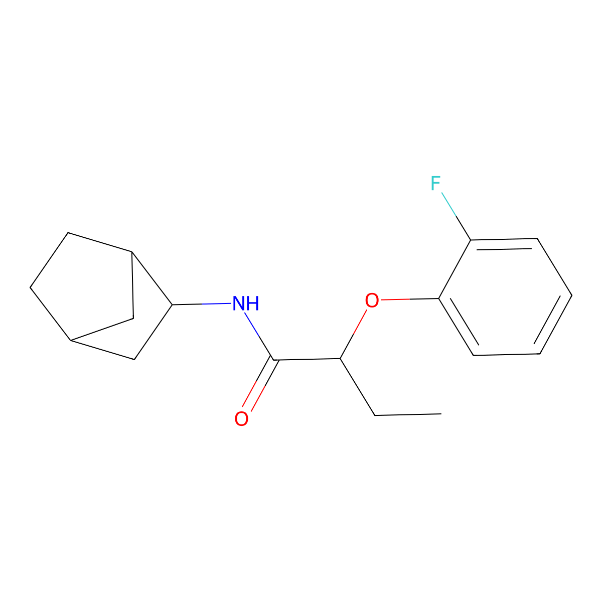 N-(bicyclo[2.2.1]hept-2-yl)-2-(2-fluorophenoxy)butanamide molecular structure, CAS 1014072-90-2