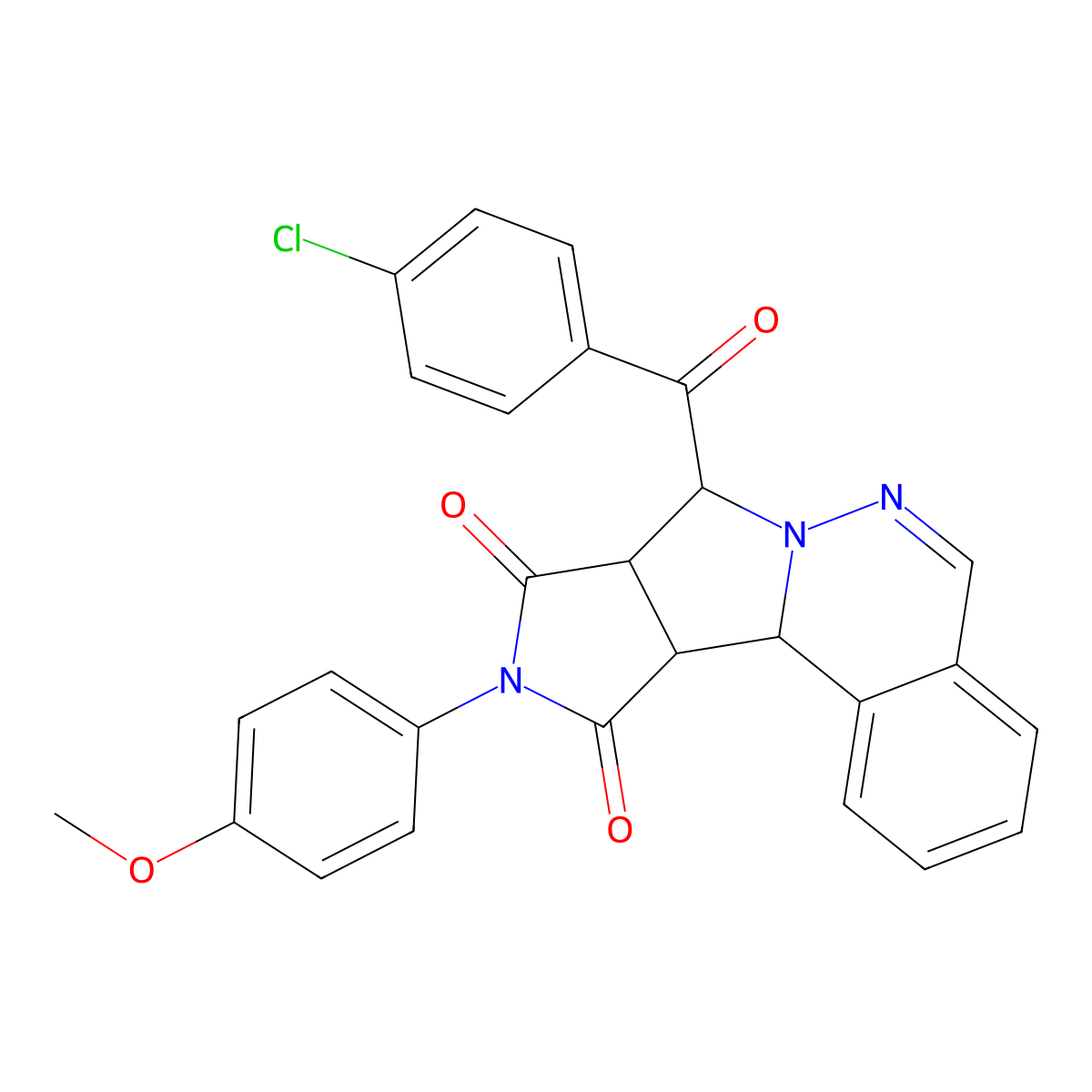 (11S,12R,16S)-11-(4-chlorobenzoyl)-14-(4-methoxyphenyl)-9,10,14-triazatetracyclo[8.6.0.02,7.012,16]hexadeca-2,4,6,8-tetraene-13,15-dione molecular structure, CAS 1014080-16-0