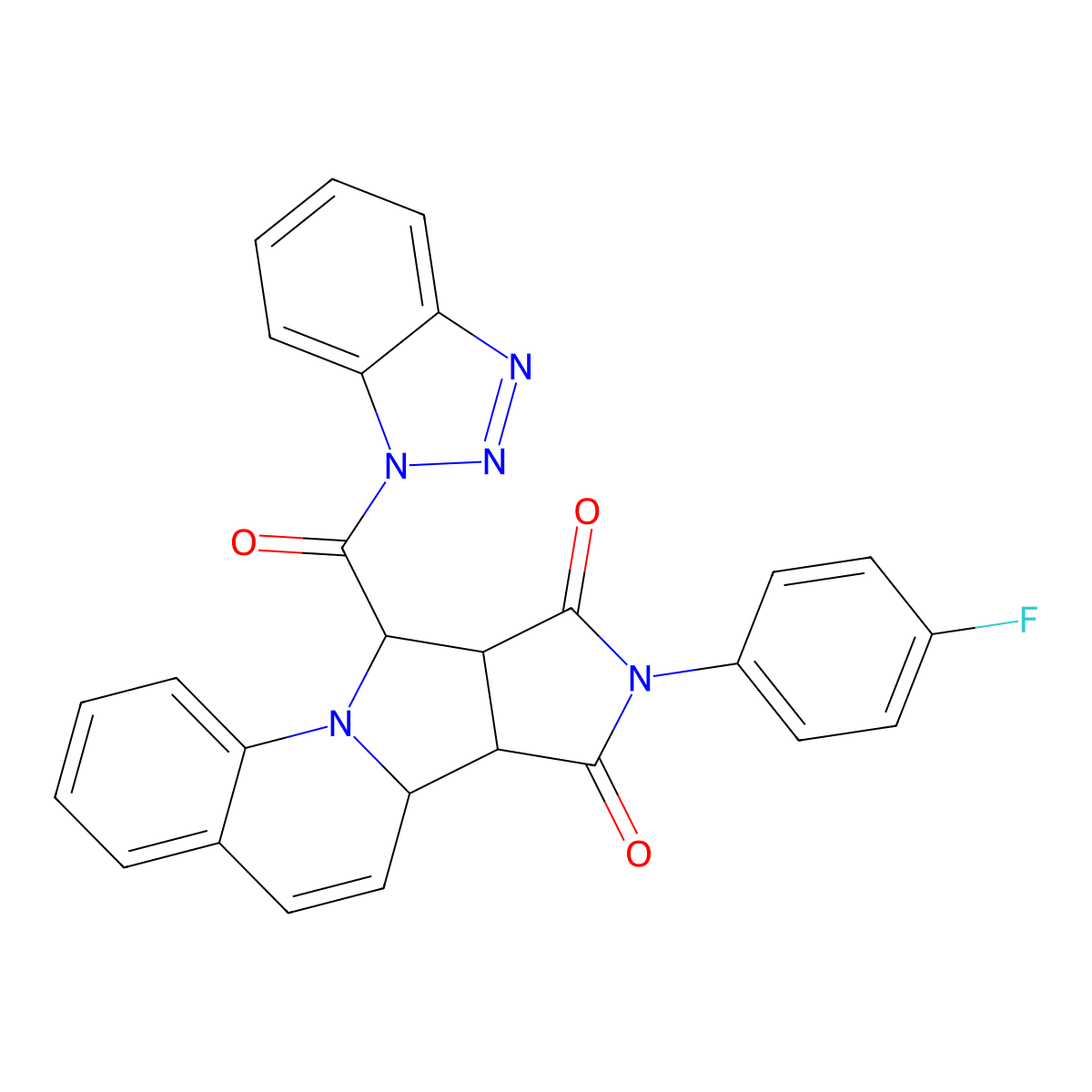 (10S,11R,15S,16R)-16-(benzotriazole-1-carbonyl)-13-(4-fluorophenyl)-1,13-diazatetracyclo[8.6.0.02,7.011,15]hexadeca-2,4,6,8-tetraene-12,14-dione molecular structure, CAS 1014080-82-0