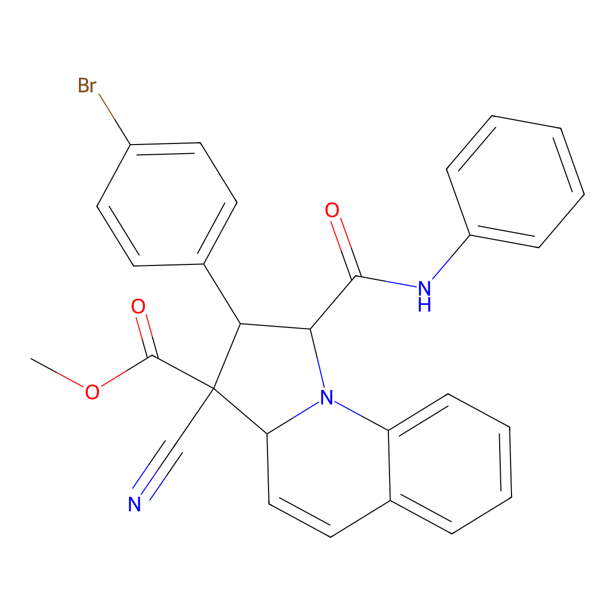 methyl (1R,2R,3S)-2-(4-bromophenyl)-3-cyano-1-(phenylcarbamoyl)-1,2,3,3a-tetrahydropyrrolo[1,2-a]quinoline-3-carboxylate molecular structure, CAS 1014080-93-3