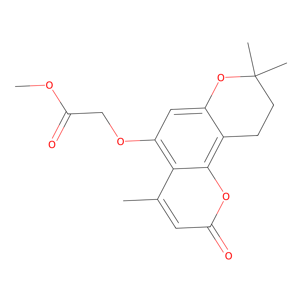 Methyl 2-((4,8,8-trimethyl-2-oxo-2,8,9,10-tetrahydropyrano[2,3-f]chromen-5-yl)oxy)acetate molecular structure, CAS 1014081-10-7