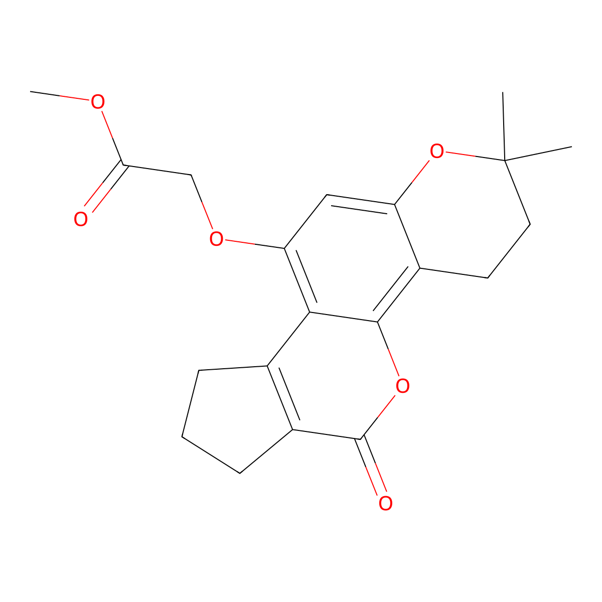 methyl 2-((2,2-dimethyl-6-oxo-3,4,6,7,8,9-hexahydro-2H-cyclopenta[c]pyrano[2,3-h]chromen-10-yl)oxy)acetate molecular structure, CAS 1014081-19-6