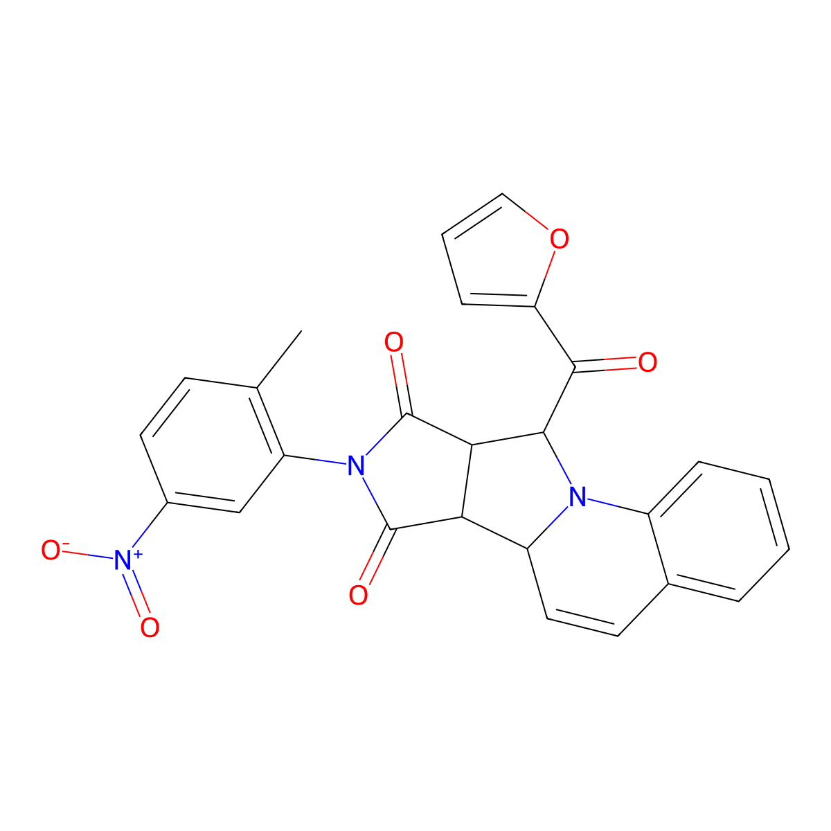 (10R,11S,15R,16S)-16-(furan-2-carbonyl)-13-(2-methyl-5-nitrophenyl)-1,13-diazatetracyclo[8.6.0.02,7.011,15]hexadeca-2,4,6,8-tetraene-12,14-dione molecular structure, CAS 1014081-90-3