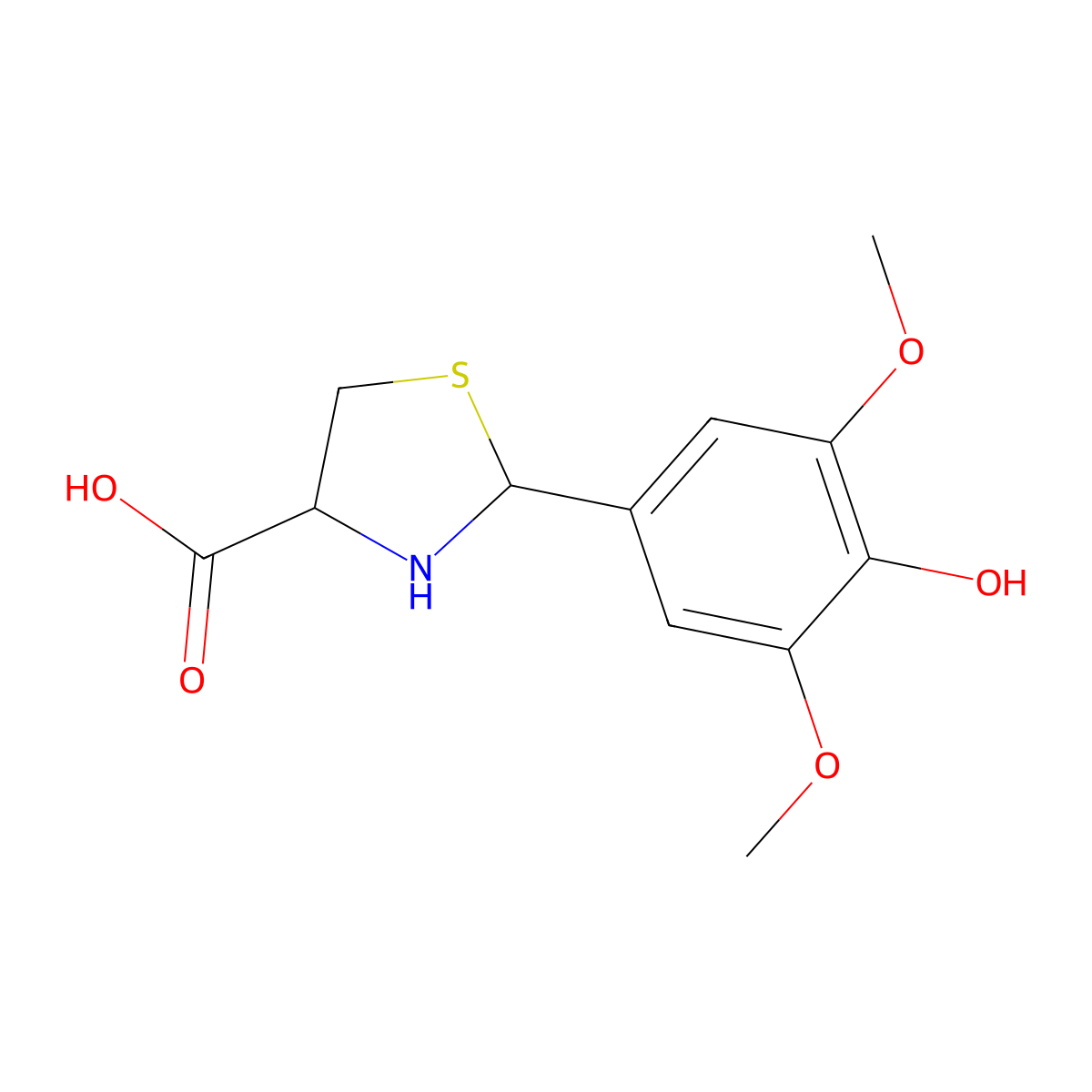 (4R)-2-(4-hydroxy-3,5-dimethoxyphenyl)-1,3-thiazolidine-4-carboxylic acid molecular structure, CAS 1014082-11-1