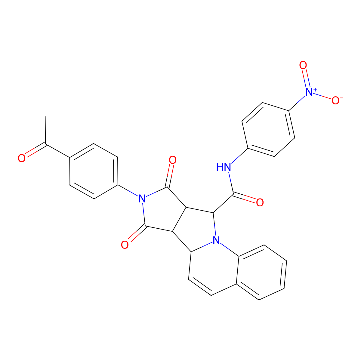(6aS,6bR,9aS,10R)-8-(4-acetylphenyl)-N-(4-nitrophenyl)-7,9-dioxo-6b,7,8,9,9a,10-hexahydro-6aH-pyrrolo[3',4':3,4]pyrrolo[1,2-a]quinoline-10-carboxamide molecular structure, CAS 1014082-34-8