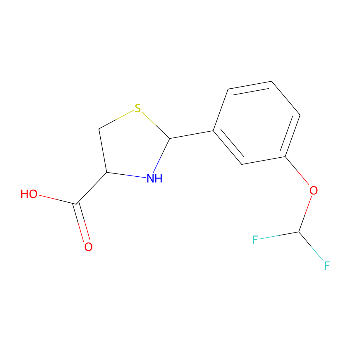 (4R)-2-(3-(difluoromethoxy)phenyl)thiazolidine-4-carboxylic acid molecular structure, CAS 1014082-72-4
