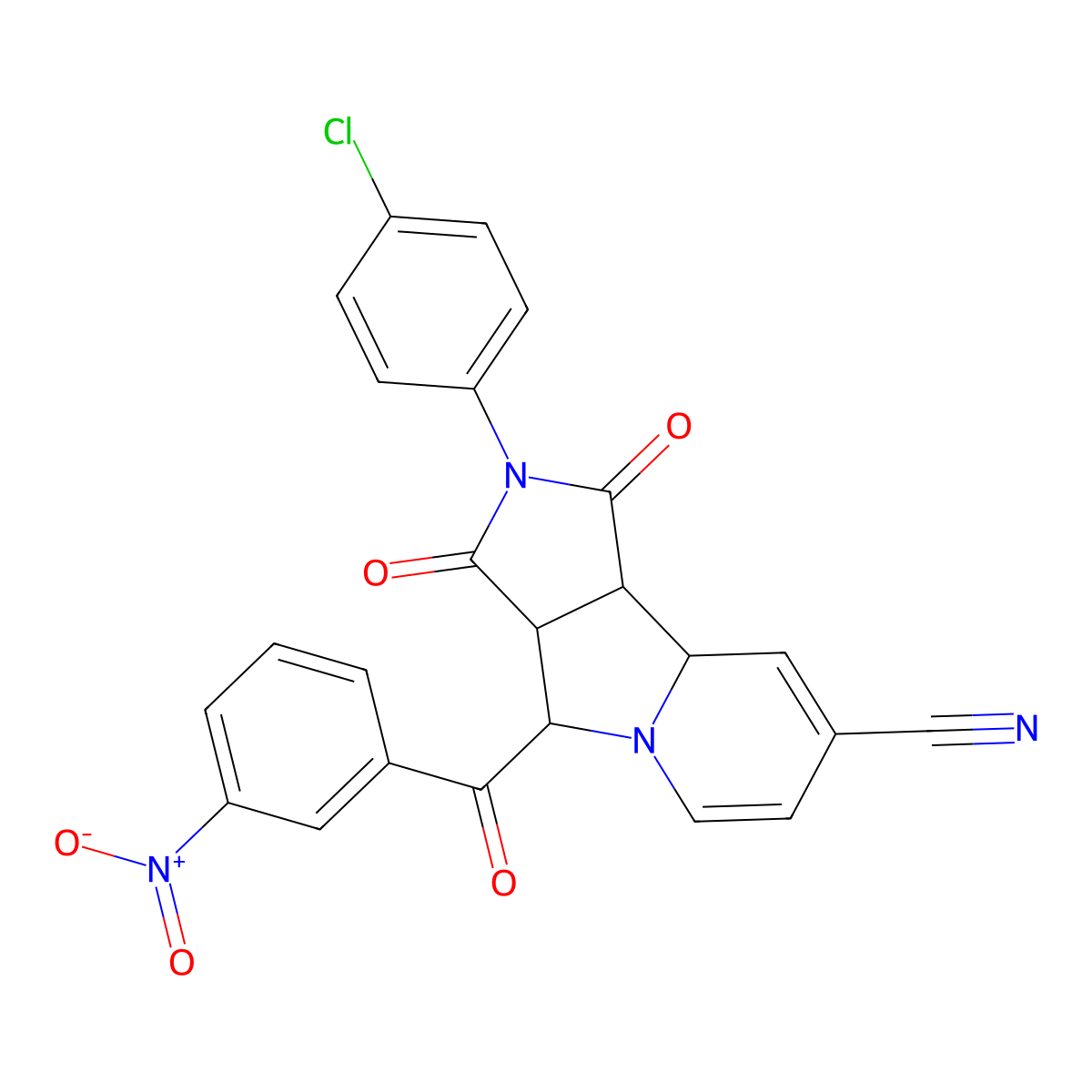 (3aS,4R,9aS,9bR)-2-(4-chlorophenyl)-4-[(3-nitrophenyl)carbonyl]-1,3-dioxo-2,3,3a,4,9a,9b-hexahydro-1H-pyrrolo[3,4-a]indolizine-8-carbonitrile molecular structure, CAS 1014083-10-3