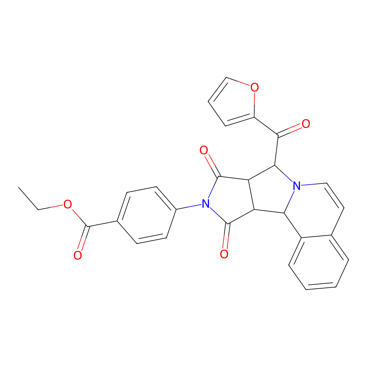ethyl 4-[(11S,12R,16S)-11-(furan-2-carbonyl)-13,15-dioxo-10,14-diazatetracyclo[8.6.0.02,7.012,16]hexadeca-2,4,6,8-tetraen-14-yl]benzoate molecular structure, CAS 1014083-21-6