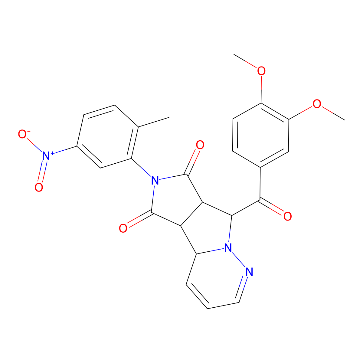 (1R,2S,6R,7S)-7-(3,4-dimethoxybenzoyl)-4-(2-methyl-5-nitrophenyl)-4,8,9-triazatricyclo[6.4.0.02,6]dodeca-9,11-diene-3,5-dione molecular structure, CAS 1014083-42-1
