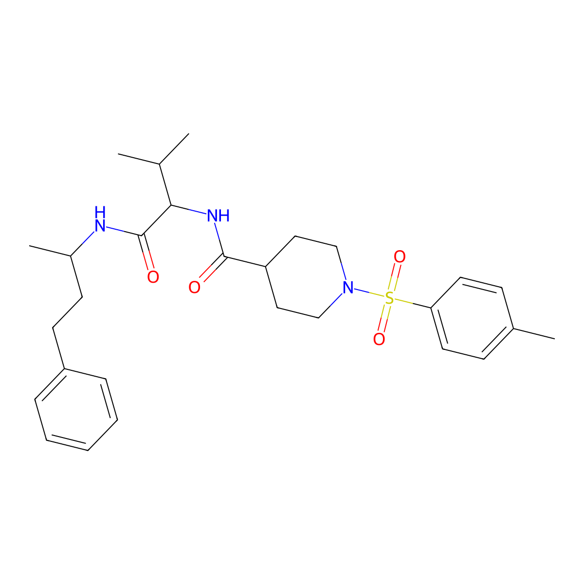 N-[(2S)-3-methyl-1-oxo-1-(4-phenylbutan-2-ylamino)butan-2-yl]-1-(4-methylphenyl)sulfonylpiperidine-4-carboxamide molecular structure, CAS 1014083-56-7