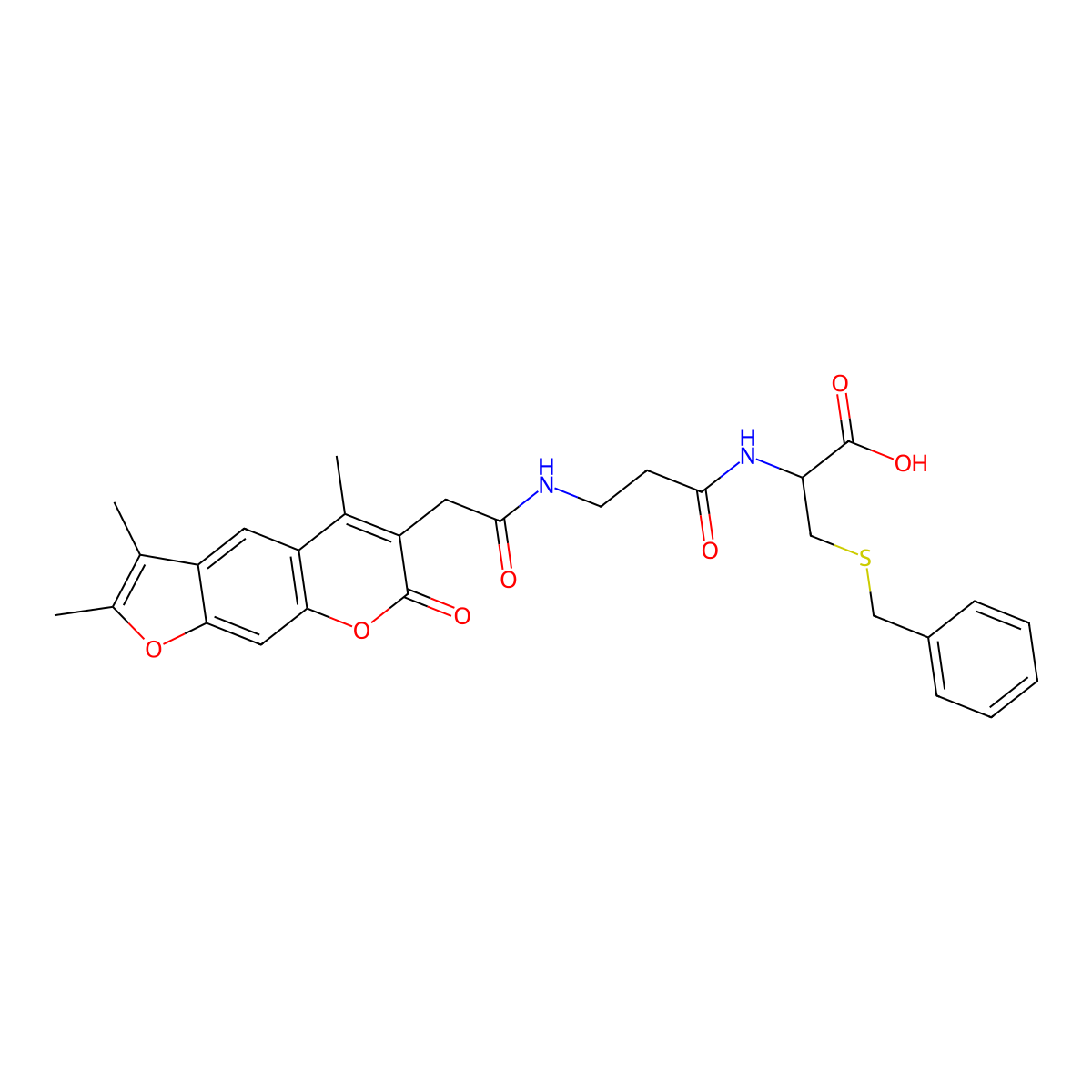 N-[(2,3,5-trimethyl-7-oxo-7H-furo[3,2-g]chromen-6-yl)acetyl]-beta-alanyl-S-benzyl-L-cysteine molecular structure, CAS 1014084-60-6