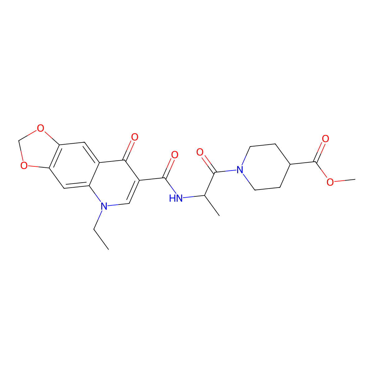methyl 1-{N-[(5-ethyl-8-oxo-5,8-dihydro[1,3]dioxolo[4,5-g]quinolin-7-yl)carbonyl]-L-alanyl}piperidine-4-carboxylate molecular structure, CAS 1014085-02-9