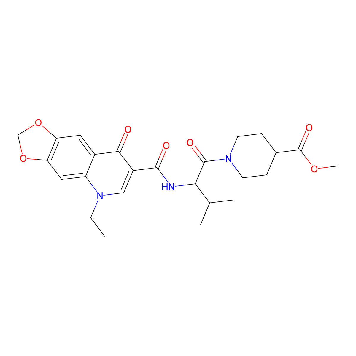 methyl 1-{N-[(5-ethyl-8-oxo-5,8-dihydro[1,3]dioxolo[4,5-g]quinolin-7-yl)carbonyl]-L-valyl}piperidine-4-carboxylate molecular structure, CAS 1014086-57-7