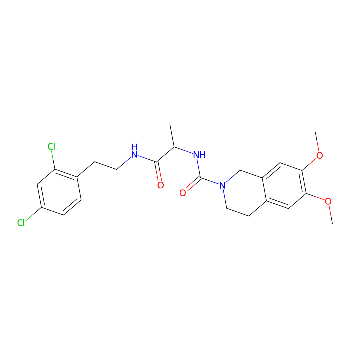 N-[(2S)-1-{[2-(2,4-dichlorophenyl)ethyl]amino}-1-oxopropan-2-yl]-6,7-dimethoxy-3,4-dihydroisoquinoline-2(1H)-carboxamide molecular structure, CAS 1014087-17-2